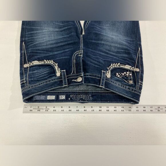 Miss Me Jeans Women’s 28 Blue Denim Signature Straight Rhinestone Embroidered - Picture 11 of 14